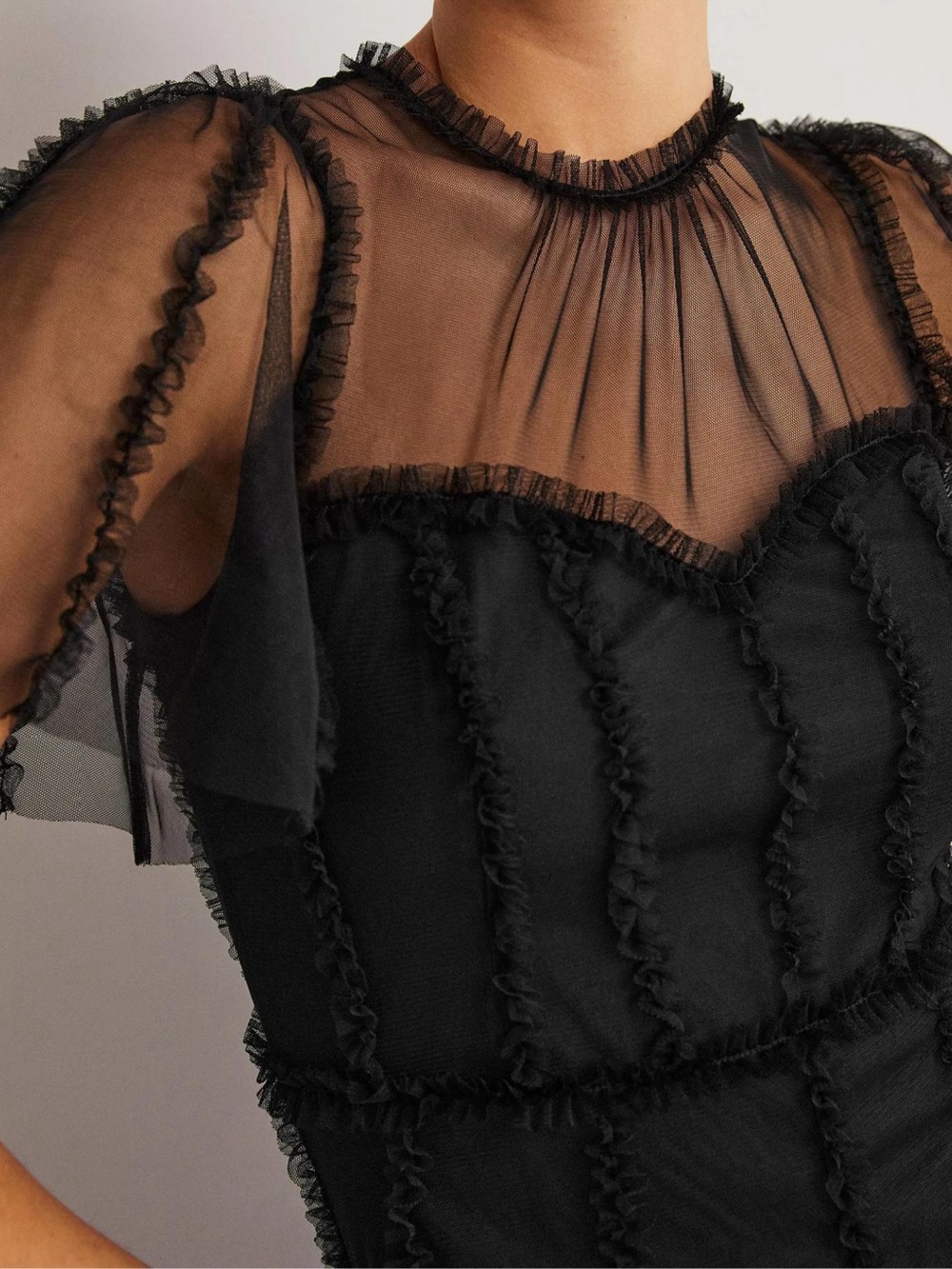 Boden frill tulle batwing sleeve dramatic long dress 14 - Picture 3 of 9